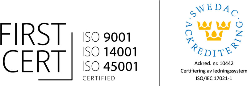 ISO certifierade - Swedac ackreditering, Ytaab
